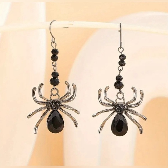 Spider Dangle Earrings Black Halloween Fall Costume Accessories - Picture 5 of 6